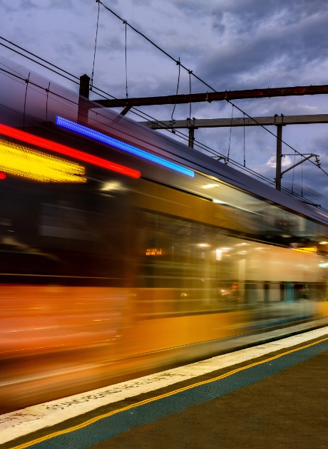 train running on tracks